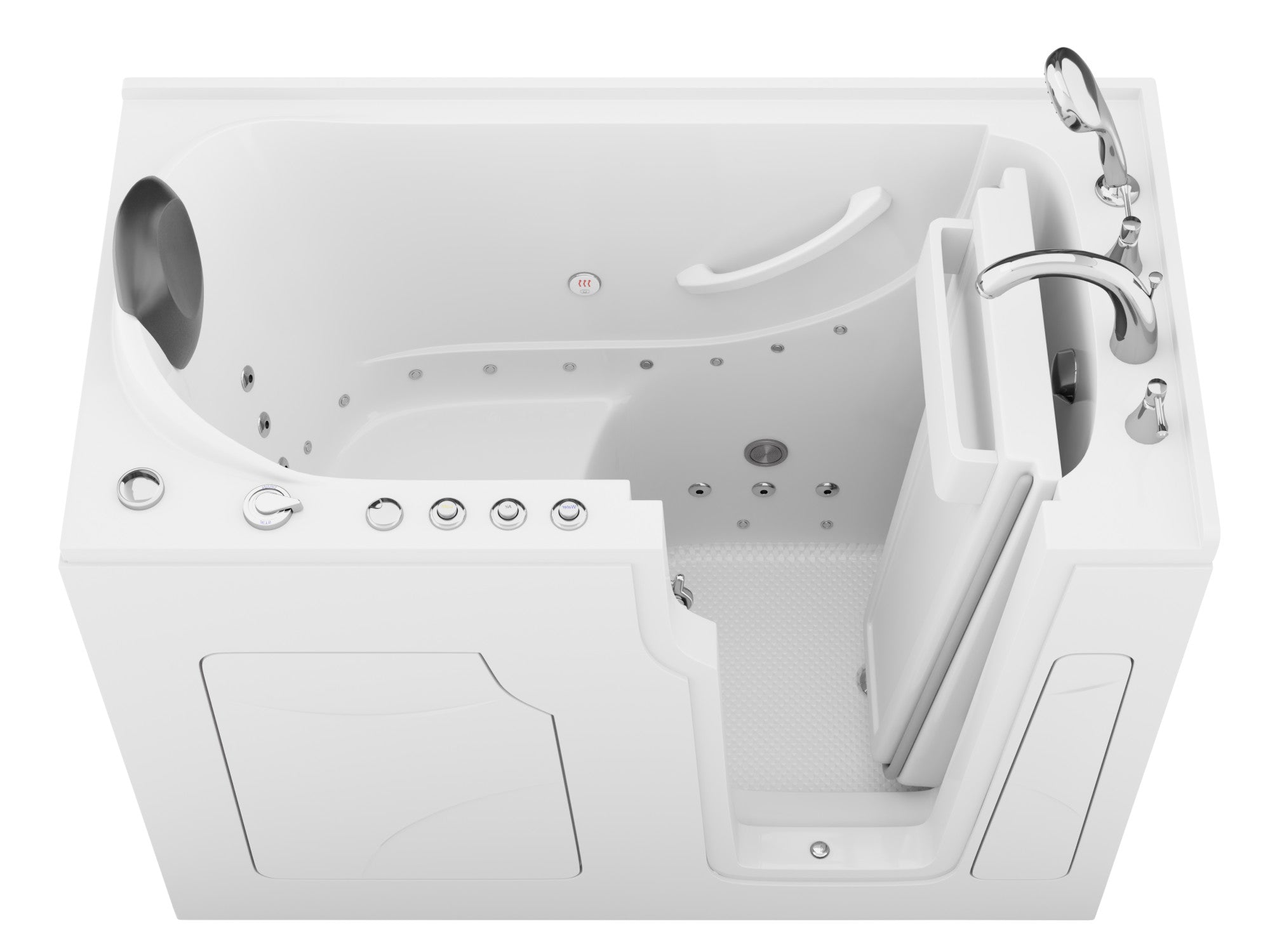 Coupe Premier 53–60" × 28" Walk-In Air Tub with Quick Fill Faucet in White