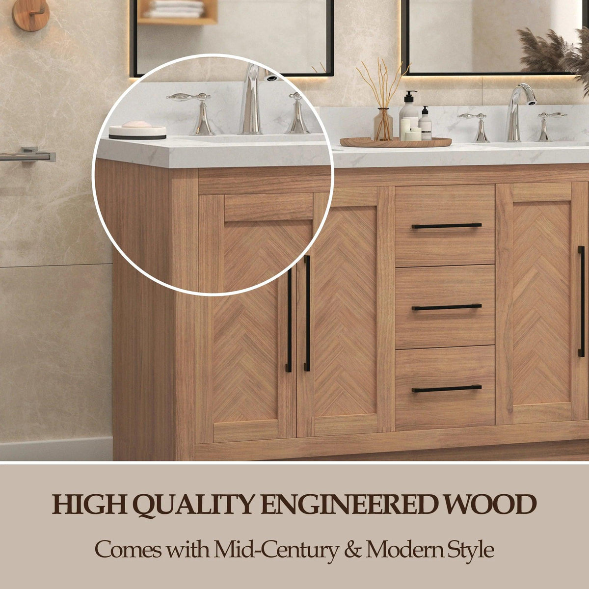 Vivian 60" Double Freestanding Bath Vanity - 1