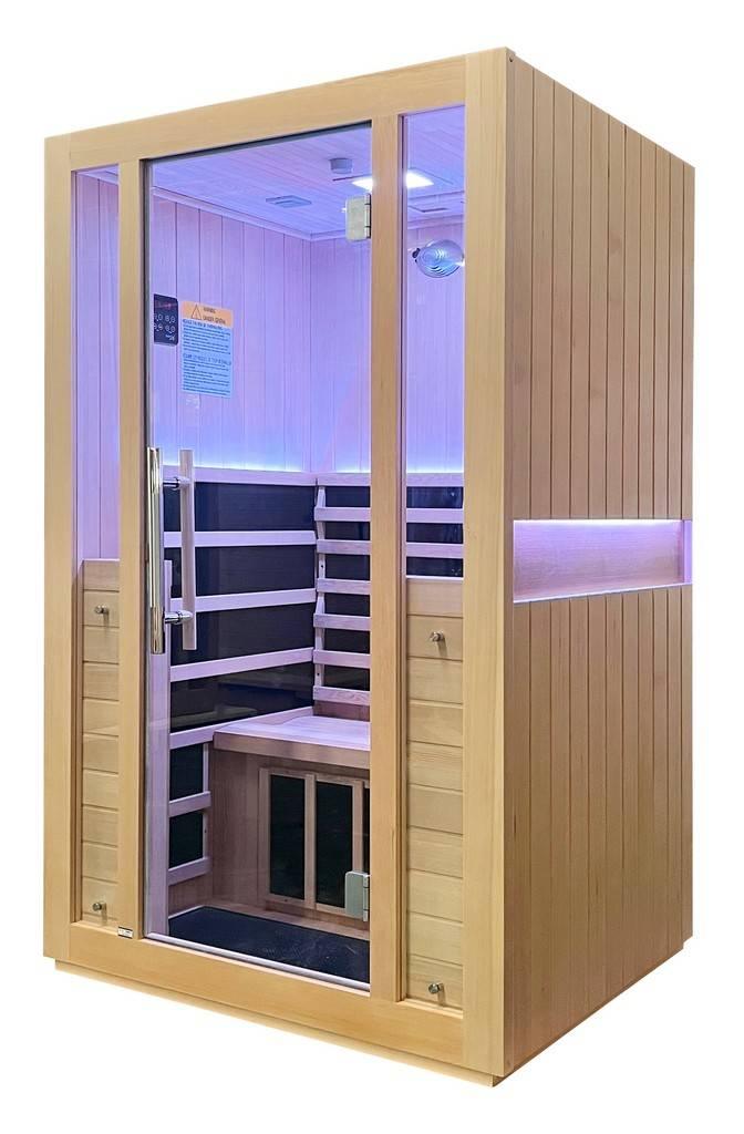 Steamspa Home Sauna Room 1-2 Person Hemlock Wooden Indoor Sauna Spa, front