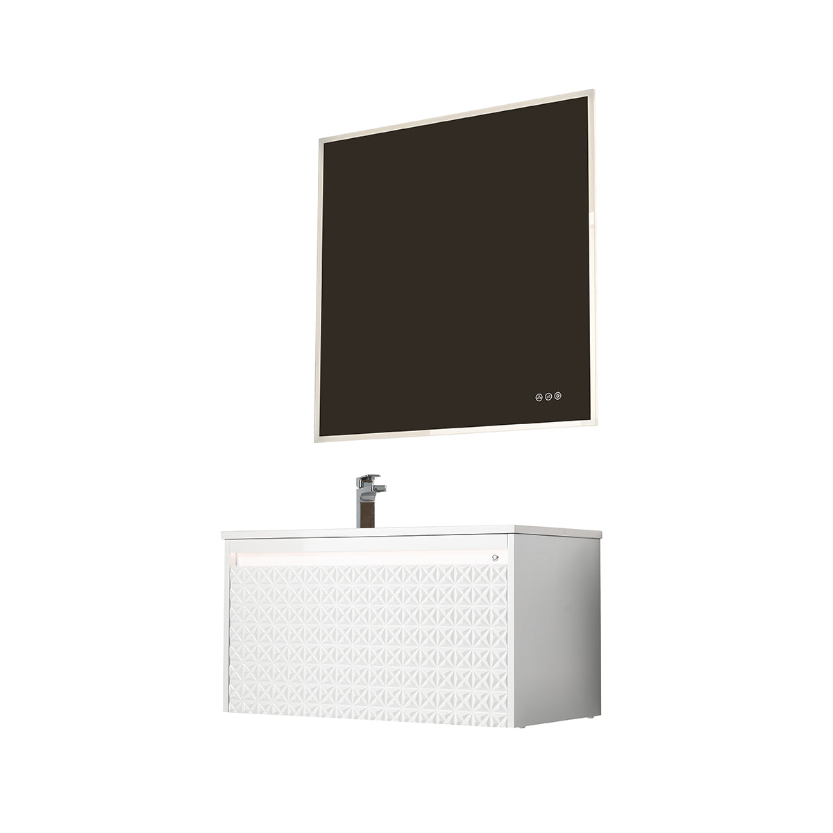 Blossom Glossy White 36″ Vanity with Droplet-Shaped Basin - LED Illuminated, side