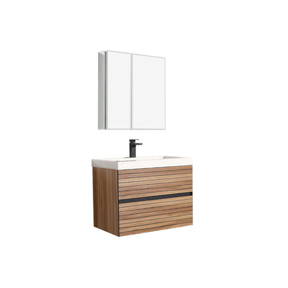 Blossom Annecy 30″ Wall-Hung Vanity - Modern Minimalist Design with Soft-Closing Drawers in Dark Walnut and Maple