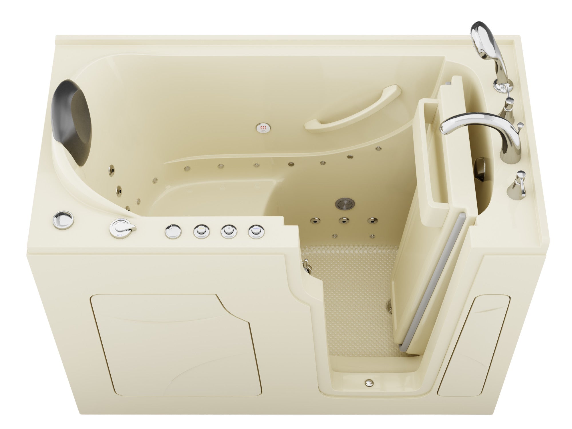 Coupe Premier 53–60" × 28" Walk-In Air Tub with Quick Fill Faucet in White
