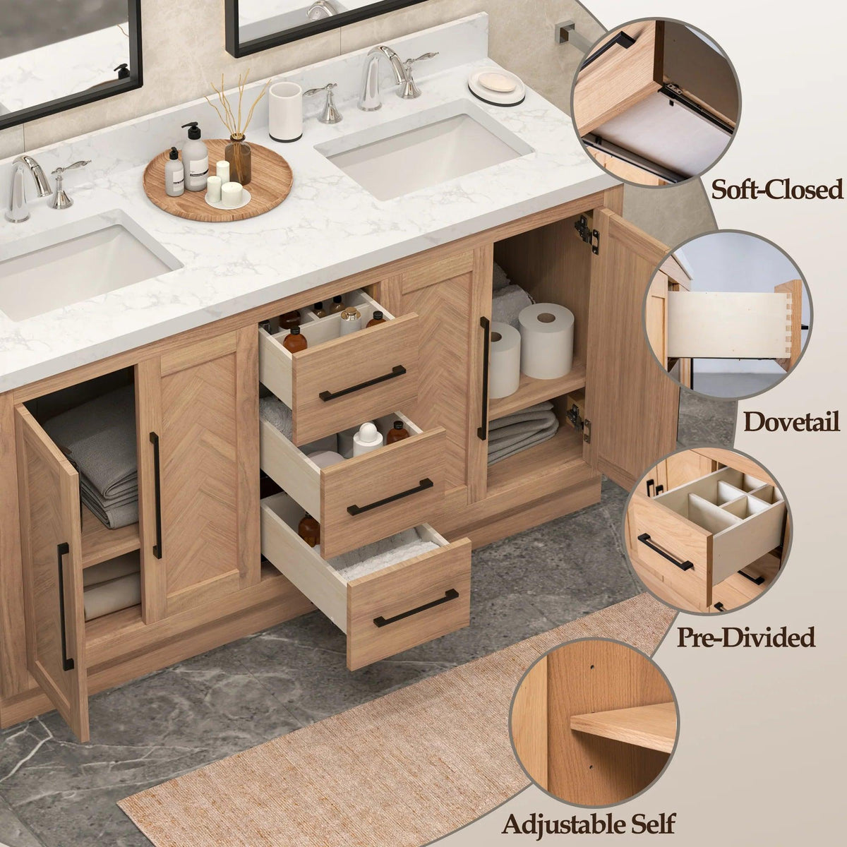 Vivian 60" Double Freestanding Bath Vanity - 2