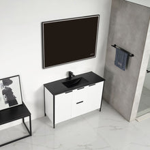 Load image into Gallery viewer, Blossom Zurich 48″ Vanity - Glossy White, Black Basin, front, side