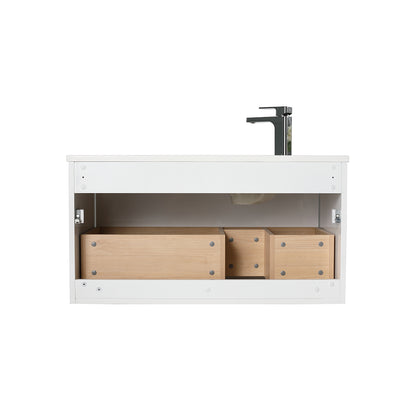 Blossom Glossy White 36″ Vanity with Droplet-Shaped Basin - LED Illuminated, back