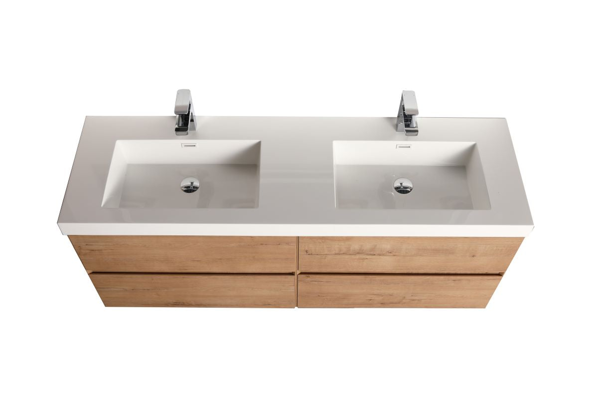  Blossom Assisi 48" Double sink Vanity - Sleek Minimalist Design with Soft-Closing Drawers, Classic Oak, up