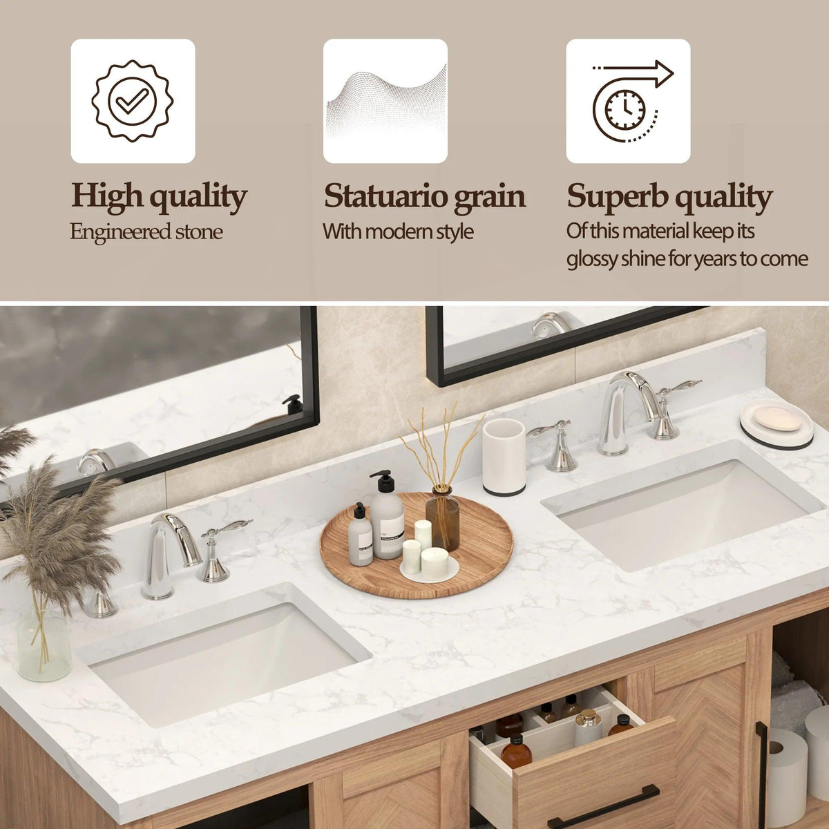 Vivian 60" Double Freestanding Bath Vanity - Spec