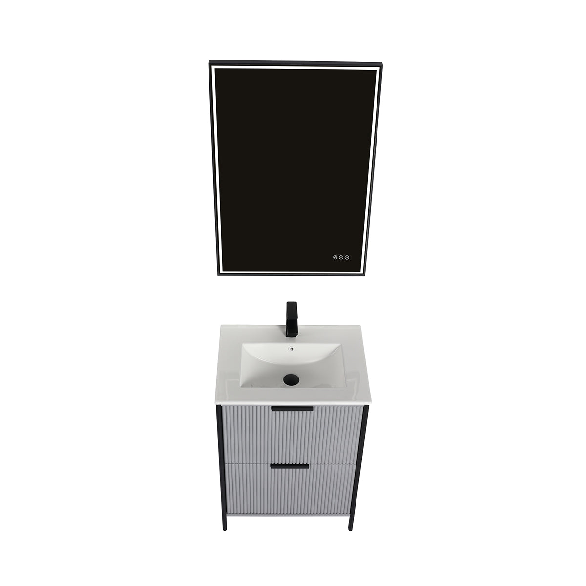 Blossom Zurich 24" Vanity – Glossy White & Metal Grey with Soft-Close Drawers