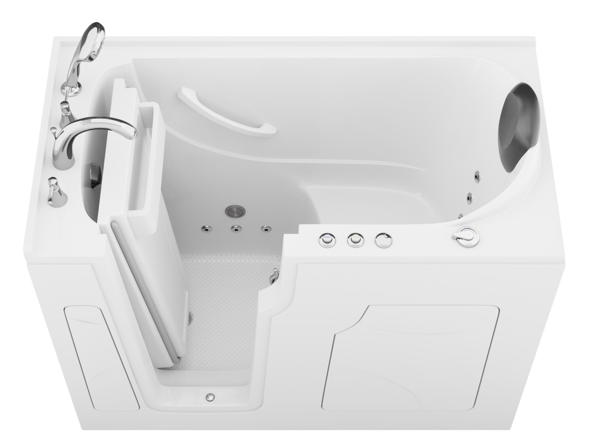 Coupe Premier 53–60" × 28" Walk-In Air Tub with Quick Fill Faucet in Biscuit