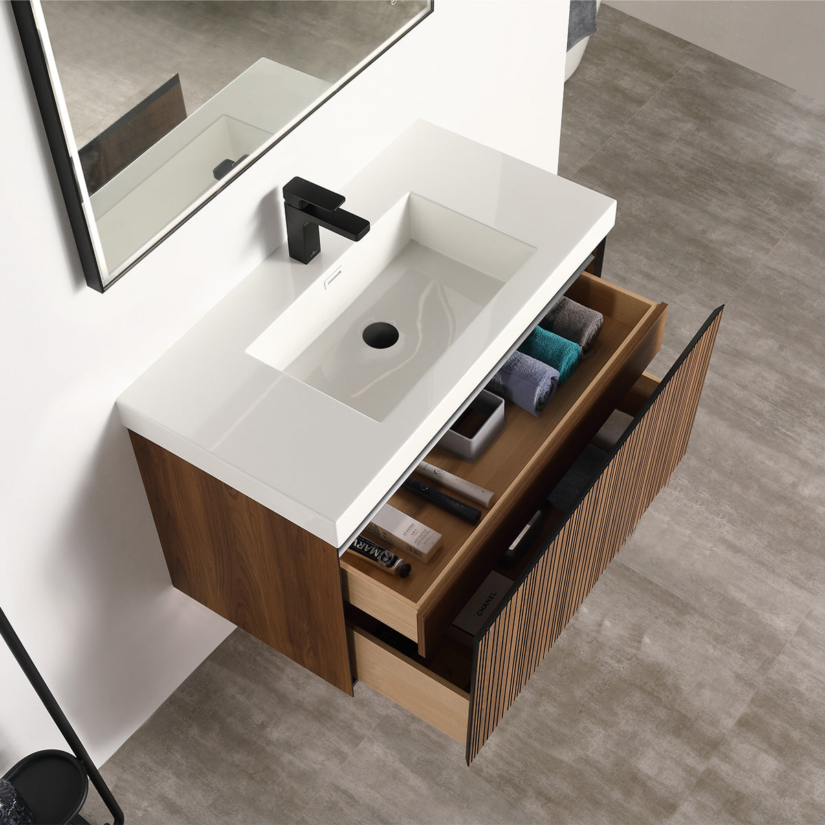 Blossom Lille – 36 Inch Vanity - Brown Walnut Strip