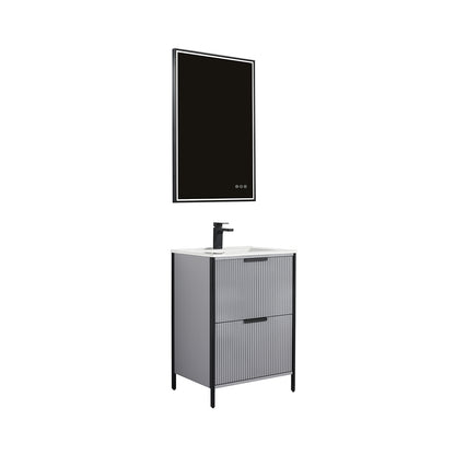 Blossom Zurich 24" Vanity – Glossy White & Metal Grey with Soft-Close Drawers