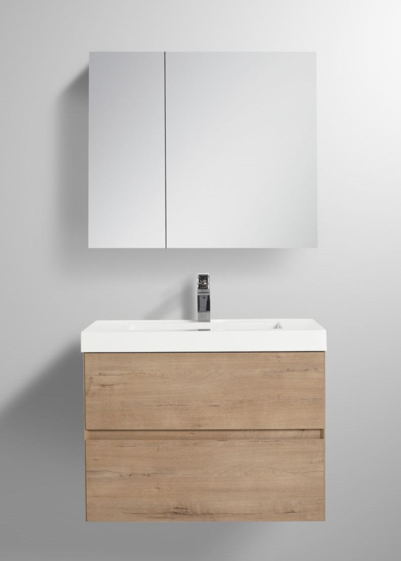 Blossom Assisi 30" Classic Oak Vanity - Eco-Friendly Minimalist Design with Soft-Closing Drawers, Acrylic Basin, front