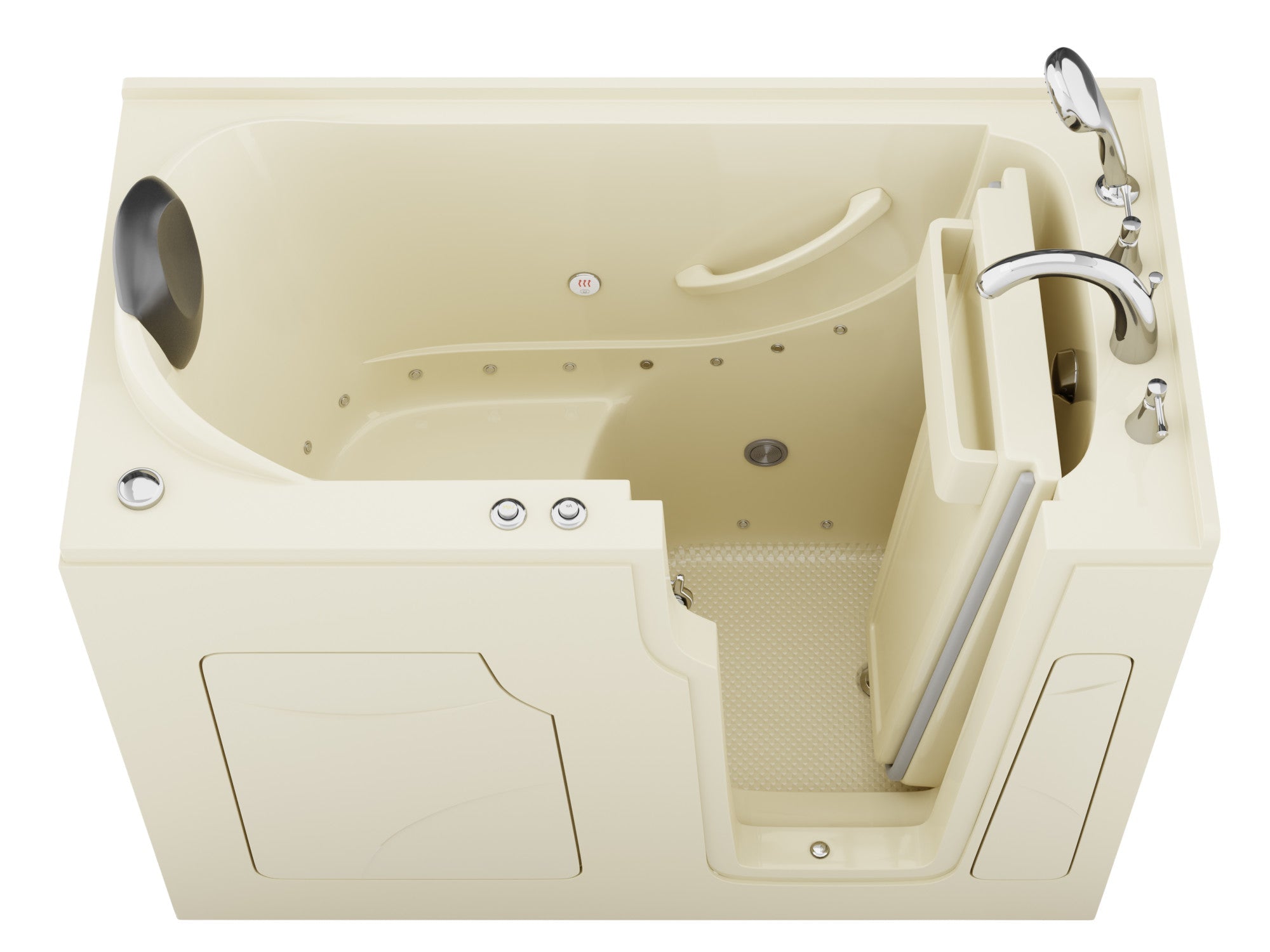 Coupe Premier 53–60" × 28" Walk-In Air and Whirlpool Tub with Quick Fill Faucet and Fast Drain in Biscuit
