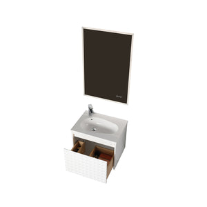 Blossom Thun 24″ Vanity with Droplet-Shaped Basin - LED Illuminated & 3D Diamond Pattern Design