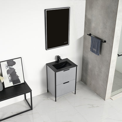 Blossom Zurich 24" Vanity – Glossy White & Metal Grey with Soft-Close Drawers