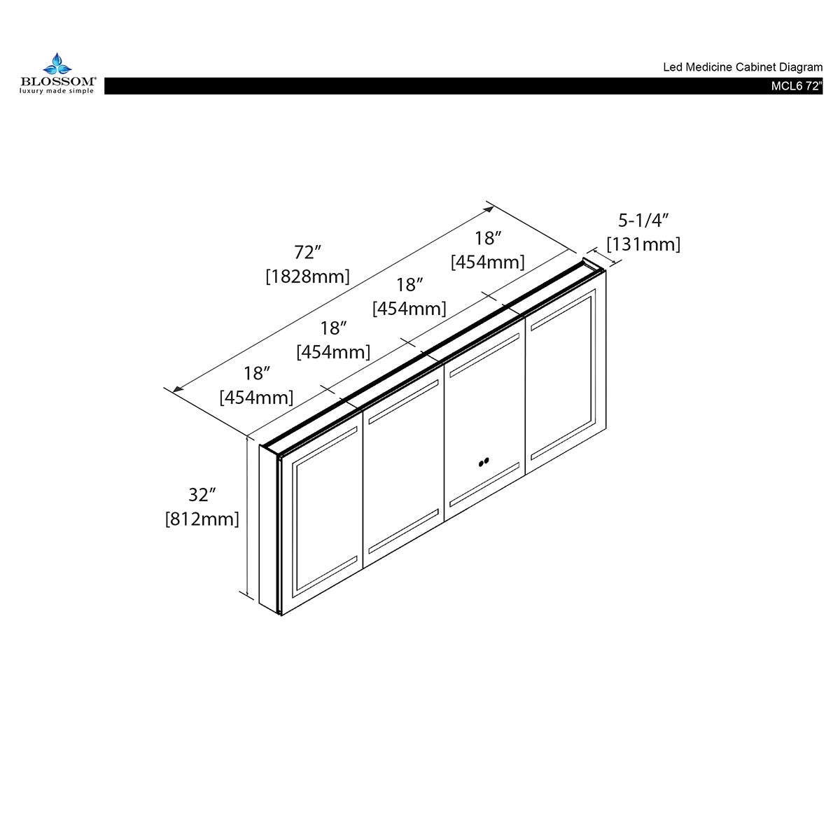 Blossom Canopus LED Medicine Cabinet – Diagram 2