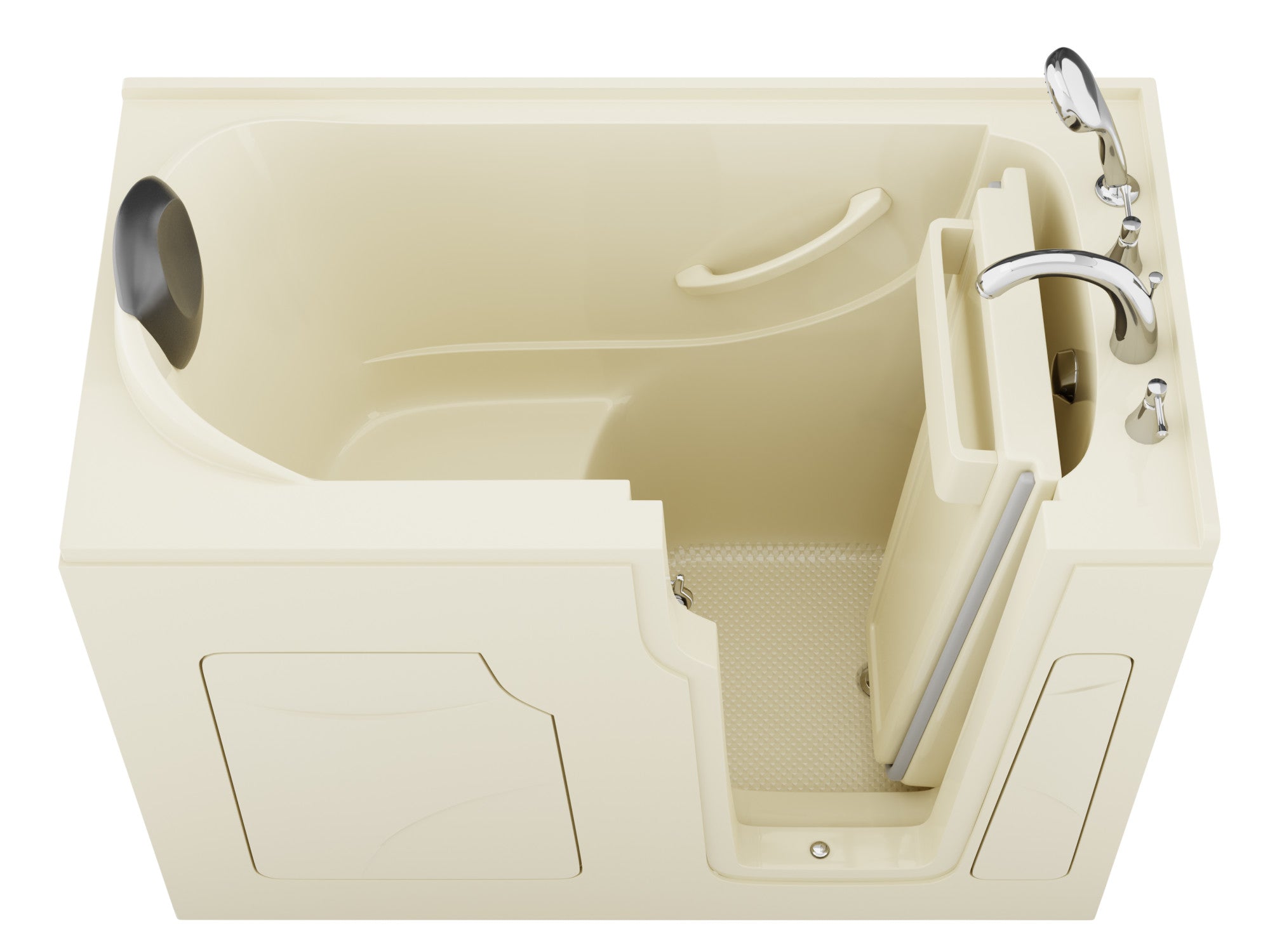 Coupe Premier 53–60" × 28" Walk-In Soaking Tub with Quick Fill Faucet in Biscuit
