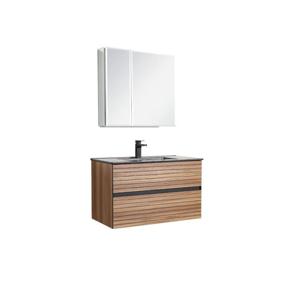 Blossom Annecy 36″ Wall-Hung Vanity - Modern Minimalist Design with Soft-Closing Drawers in Maple -side view