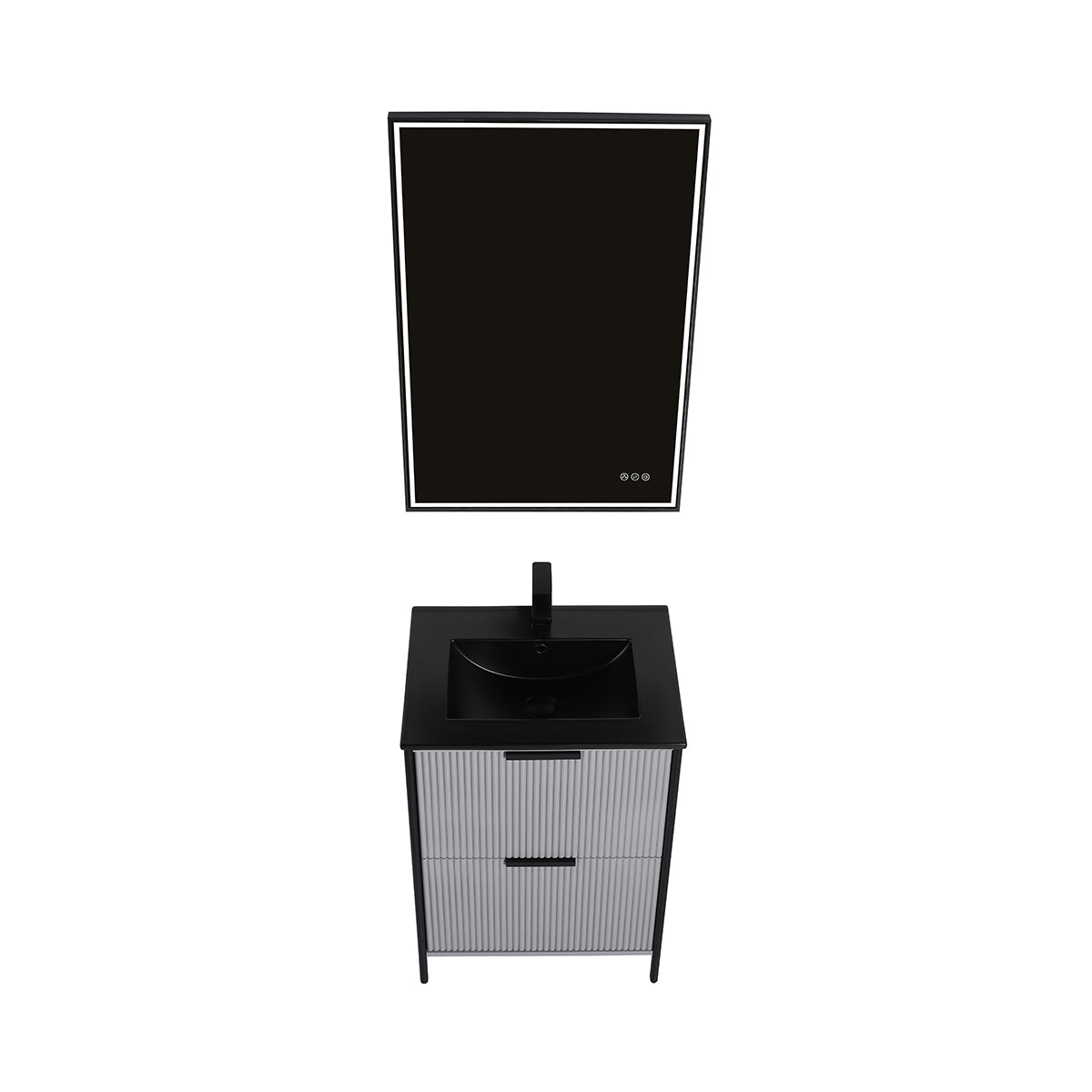 Blossom Zurich 24" Vanity – Glossy White & Metal Grey with Soft-Close Drawers