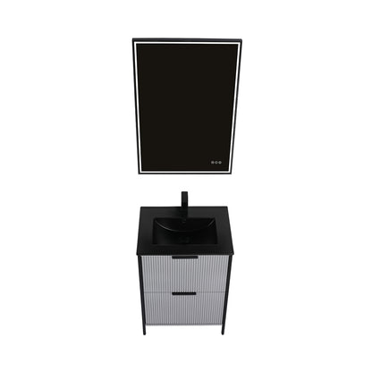 Blossom Zurich 24" Vanity – Glossy White & Metal Grey with Soft-Close Drawers