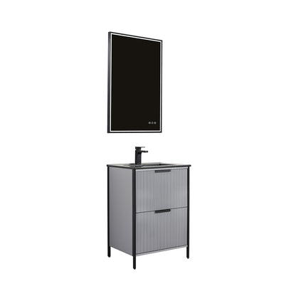 Blossom Zurich 24" Vanity – Glossy White & Metal Grey with Soft-Close Drawers