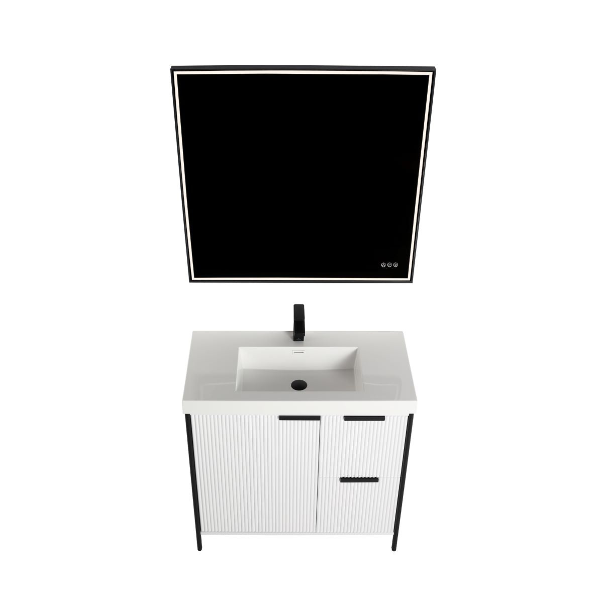 Blossom Zurich 36"  Glossy White Vanity, Soft-Close Drawers, Acrylic Basin, Up