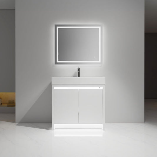 Blossom Capri 36″ Vanity with Dual LED Illumination - Glossy White, front