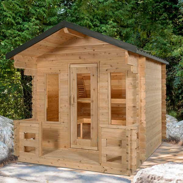 LeisureCraft CT Georgian Cabin Sauna with Porch - Front