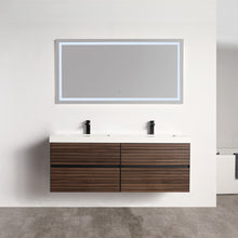 Load image into Gallery viewer, Blossom Annecy 60&quot; Double Sink Wall-Hung Vanity - Modern Minimalist Design with Soft-Closing Drawers in Dark Walnut
