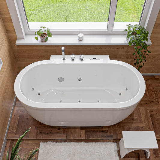 EAGO AM128ETL 6 ft Acrylic White Whirlpool Bathtub w Fixtures