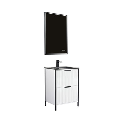 Blossom Zurich 24" Vanity – Glossy White & Metal Grey with Soft-Close Drawers