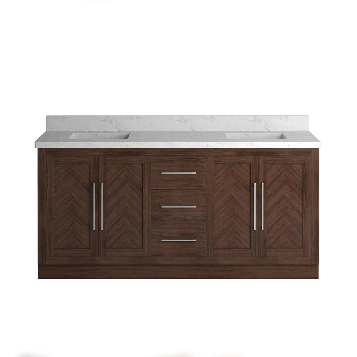 Double Freestanding Bath Vanity in Dark Oak - Front