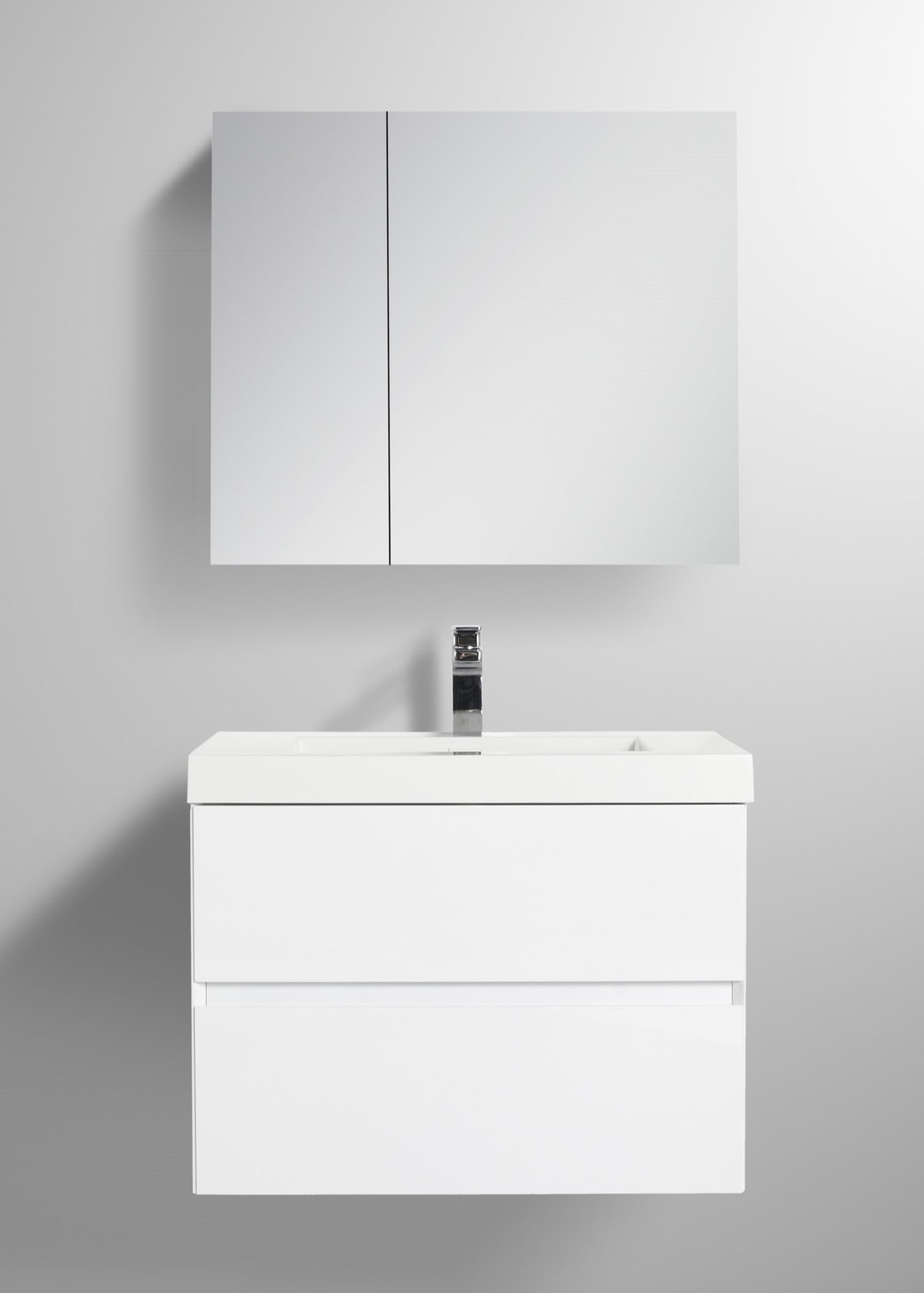 Blossom Assisi 30" Vanity - Eco-Friendly Minimalist Design with Soft-Closing Drawers, Glossy White, Acrylic Basin, front