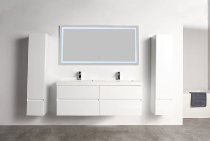 Blossom Assisi 48" Double sink Vanity - Sleek Minimalist Design with Soft-Closing Drawers, Glossy White, front