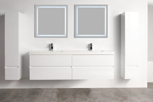 Blossom Assisi 72" Double sink Vanity - Luxurious Minimalist Design with Soft-Closing Drawers, Glossy White, front