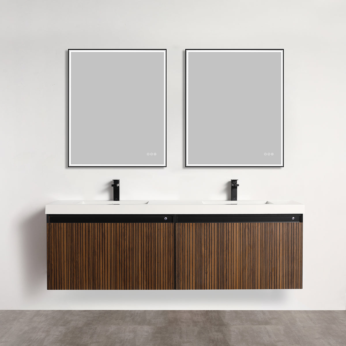 Blossom Lille – 72 Inch Double Vanity - Brown Walnut Strip