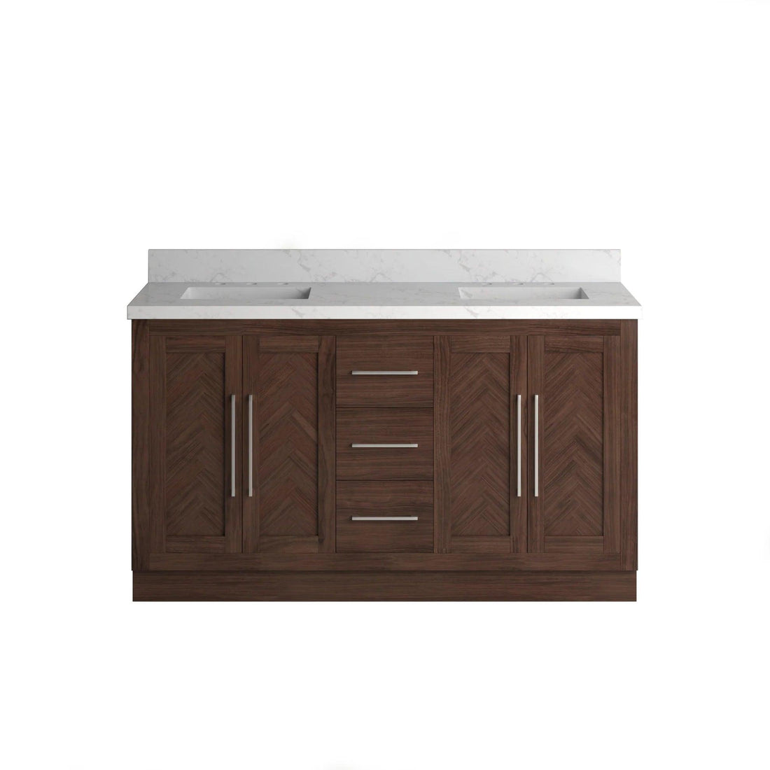 Double Freestanding Bath Vanity in Dark Oak - Front