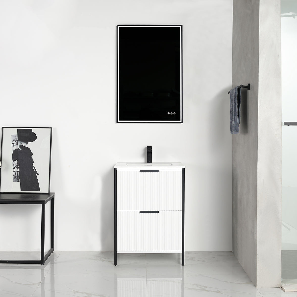 Blossom Zurich 24" Vanity – Glossy White & Metal Grey with Soft-Close Drawers