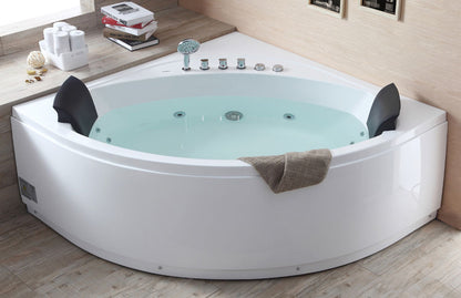 EAGO AM200  5' Rounded Modern Double Seat Corner Whirlpool Bath Tub with Fixtures