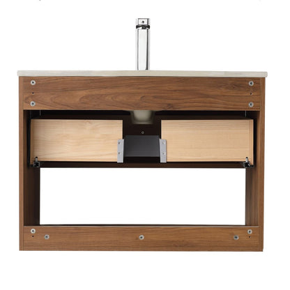 Blossom Bergen Brown Walnut 30" Vanity with Dual LED Illumination - Adjustable Lighting, Acrylic Basin, back