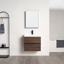 Load image into Gallery viewer, Blossom Annecy 24&quot; Wall-Hung Vanity - Modern Minimalist Design with Soft-Closing Drawers in Dark Walnut and Maple