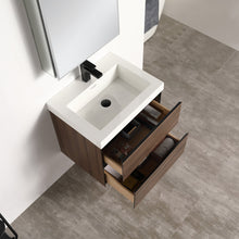 Load image into Gallery viewer, Blossom Annecy 24&quot; Wall-Hung Vanity - Modern Minimalist Design with Soft-Closing Drawers in Dark Walnut and Maple