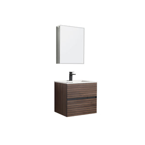 Blossom Annecy 24" Wall-Hung Vanity - Modern Minimalist Design with Soft-Closing Drawers in Dark Walnut and Maple