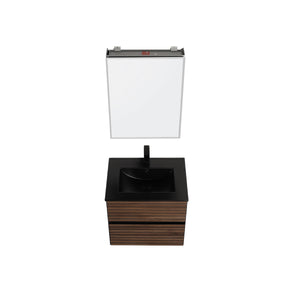 Blossom Annecy 24" Wall-Hung Vanity - Modern Minimalist Design with Soft-Closing Drawers in Dark Walnut and Maple