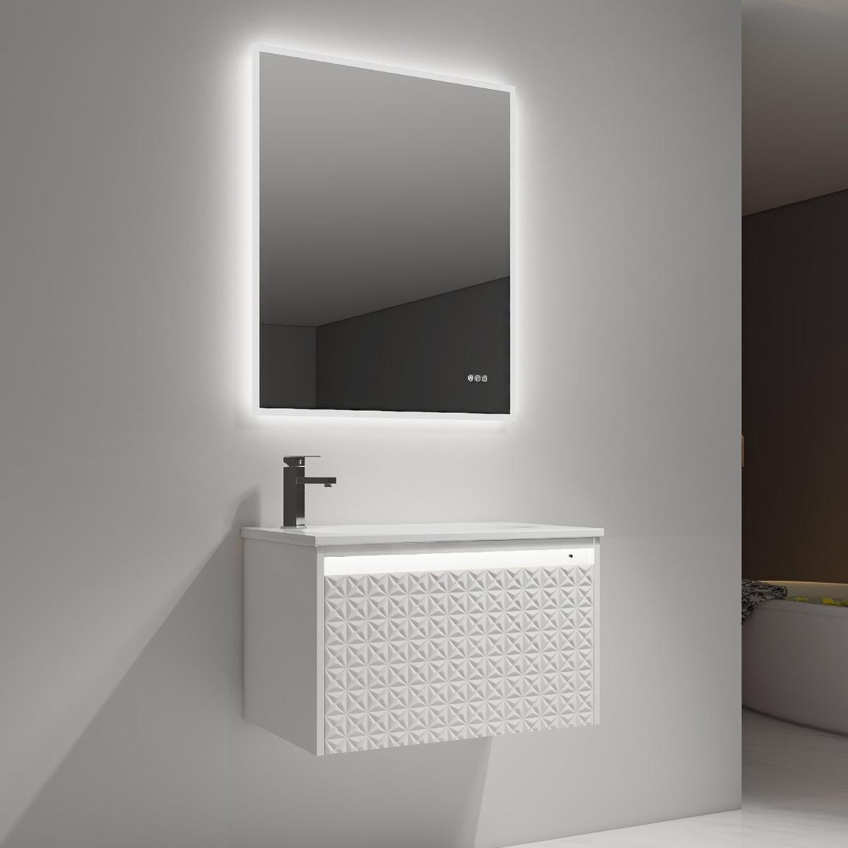 Blossom Thun Glossy White 30″ Vanity with Droplet-Shaped Basin - LED Illuminated, side