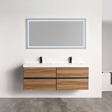 Load image into Gallery viewer, Blossom Annecy 60&quot; Double Sink Wall-Hung Vanity - Modern Minimalist Design with Soft-Closing Drawers in Maple