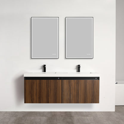 Blossom Lille – 60 Inch Double Vanity - Brown Walnut Strip