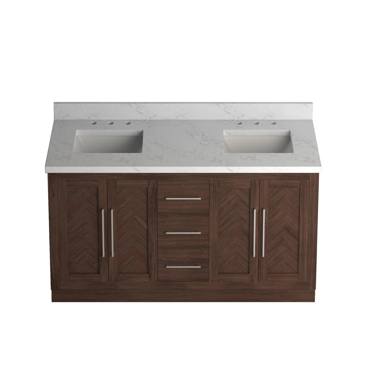 Double Freestanding Bath Vanity in Dark Oak - Sink