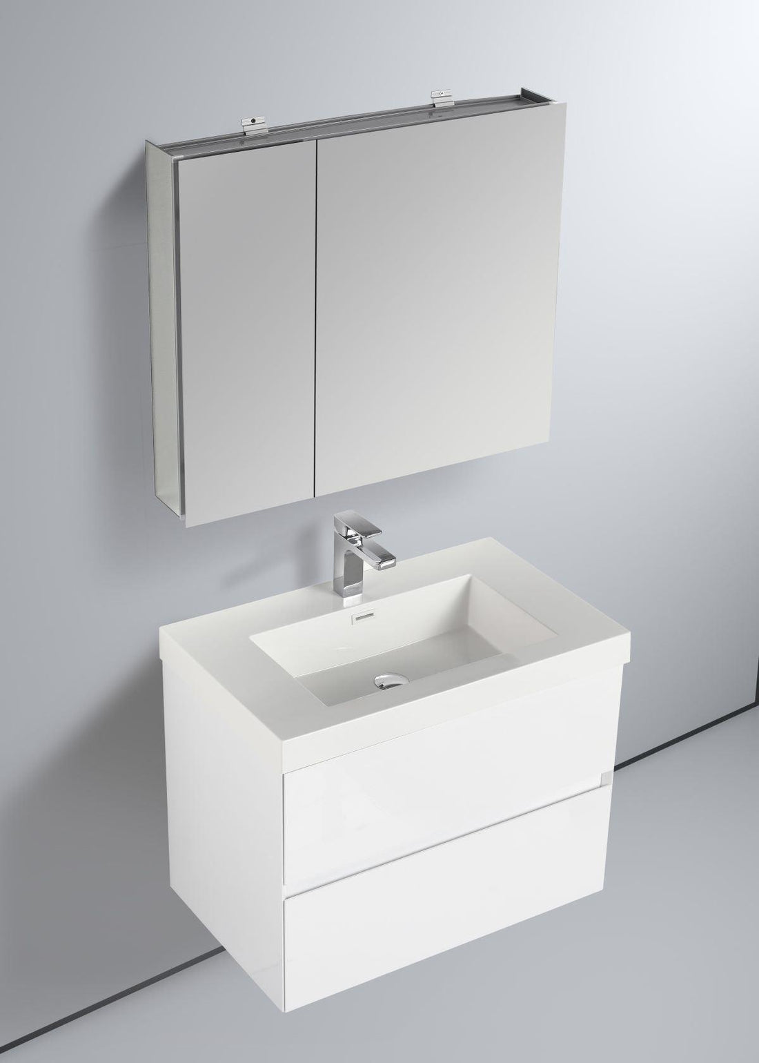 Blossom Assisi 30" Vanity - Eco-Friendly Minimalist Design with Soft-Closing Drawers, Glossy White, Acrylic Basin, front