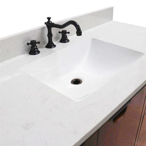 49 in. Single Sink Vanity in Dark Cherry with Engineered Quartz Top, Hardware in Matte Black, Top